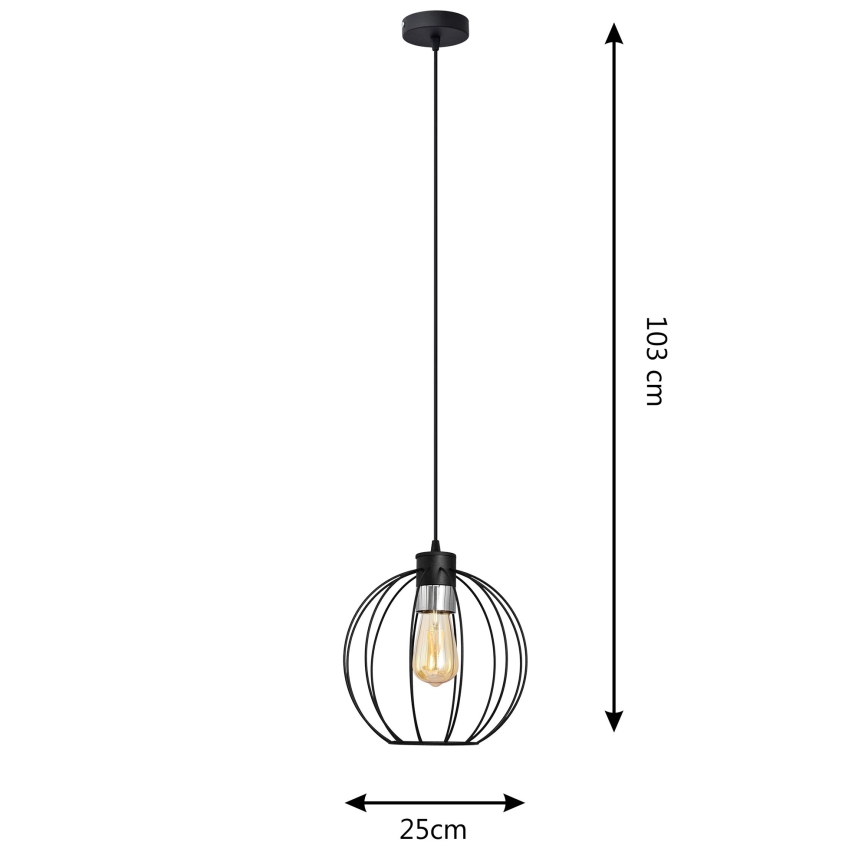 Hanglamp aan een koord STARLIGHT 1xE27/15W/230V zwart/zilver