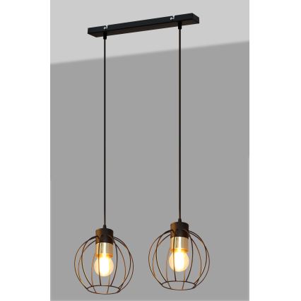 Hanglamp aan een koord STARLIGHT 2xE27/15W/230V zwart/goud