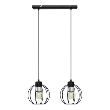 Hanglamp aan een koord STARLIGHT 2xE27/15W/230V zwart/zilver