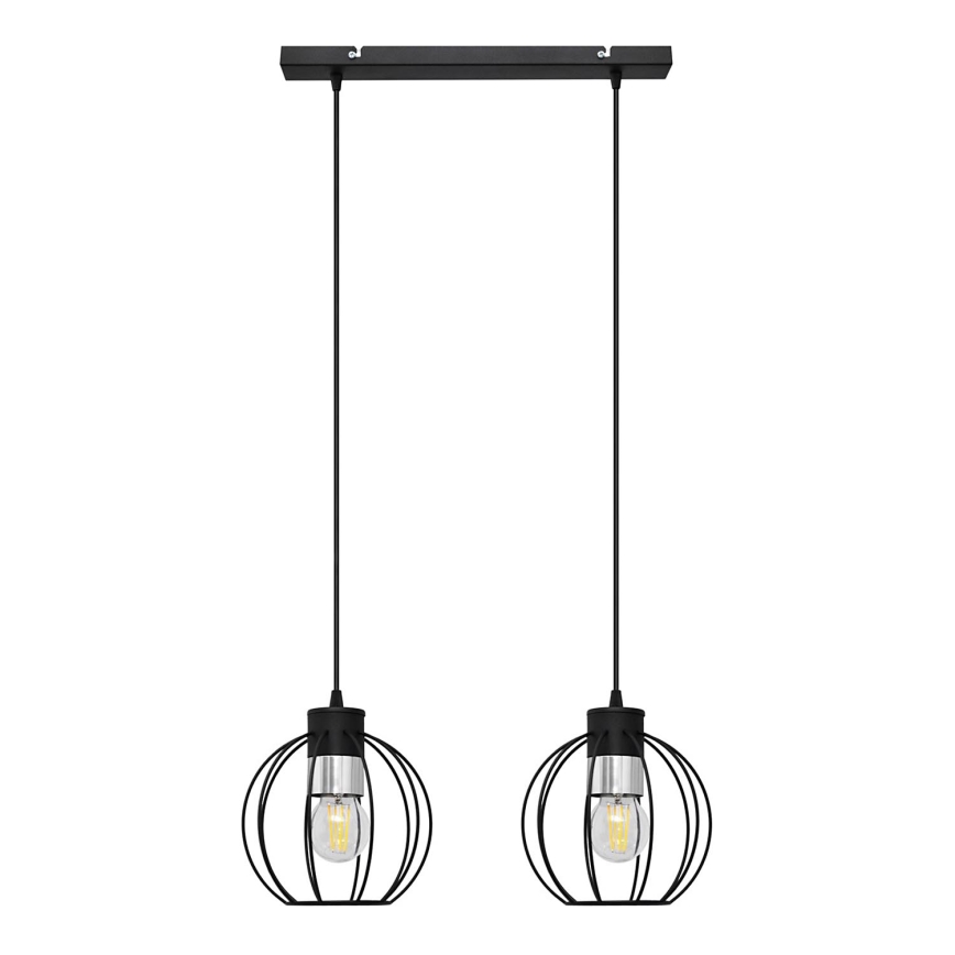 Hanglamp aan een koord STARLIGHT 2xE27/15W/230V zwart/zilver