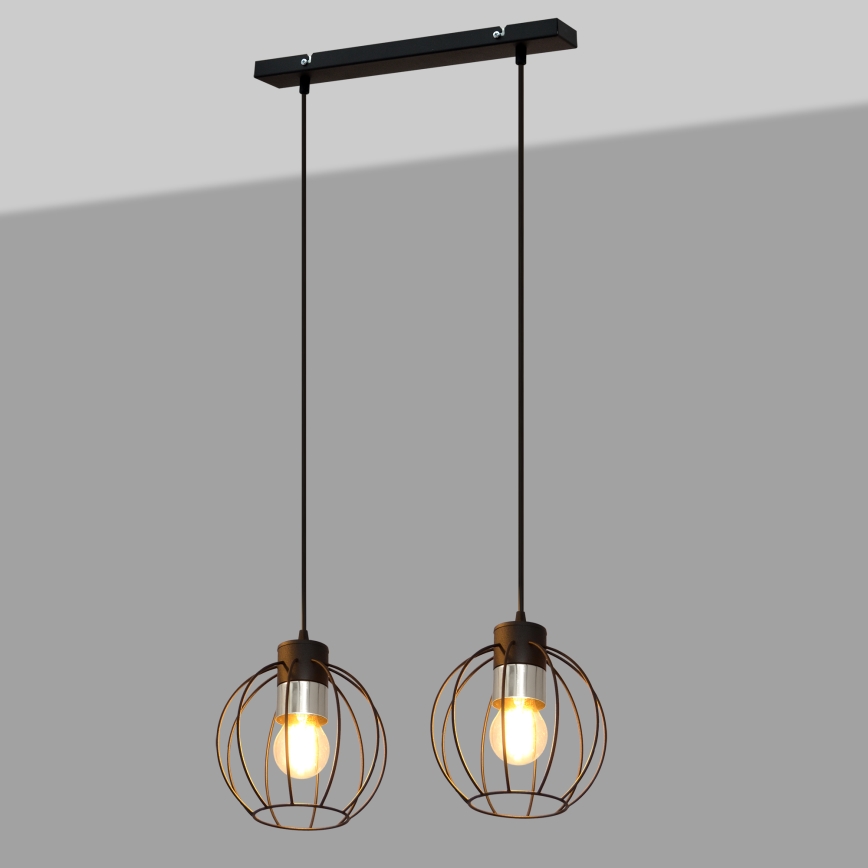 Hanglamp aan een koord STARLIGHT 2xE27/15W/230V zwart/zilver