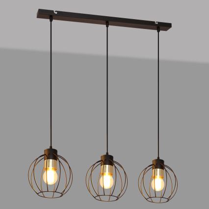 Hanglamp aan een koord STARLIGHT 3xE27/15W/230V zwart/goud
