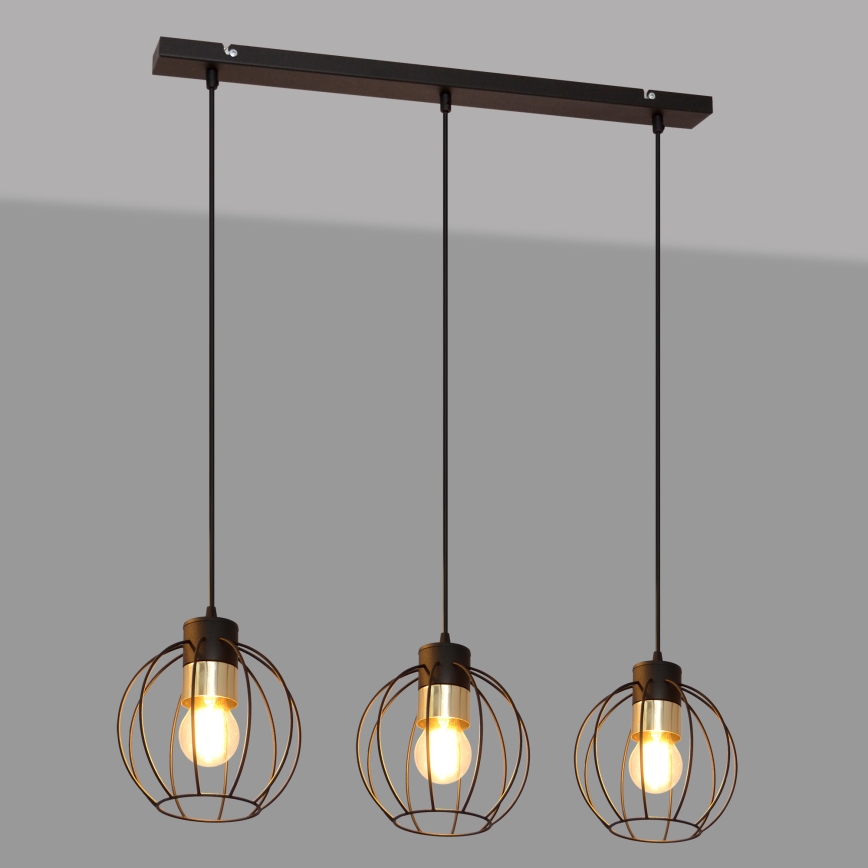 Hanglamp aan een koord STARLIGHT 3xE27/15W/230V zwart/goud