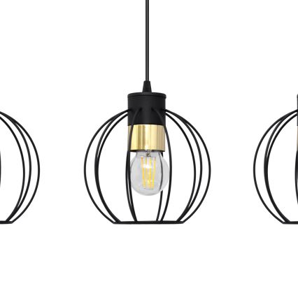 Hanglamp aan een koord STARLIGHT 3xE27/15W/230V zwart/goud