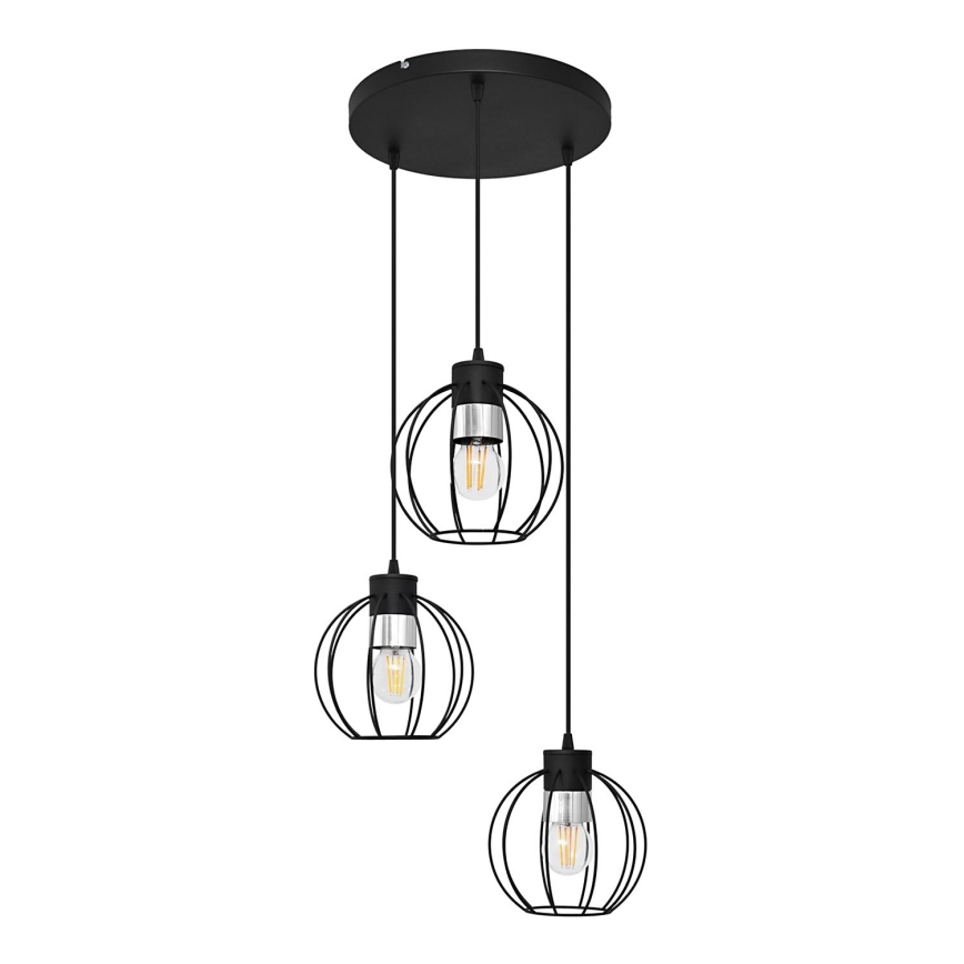 Hanglamp aan een koord STARLIGHT 3xE27/15W/230V zwart/zilver