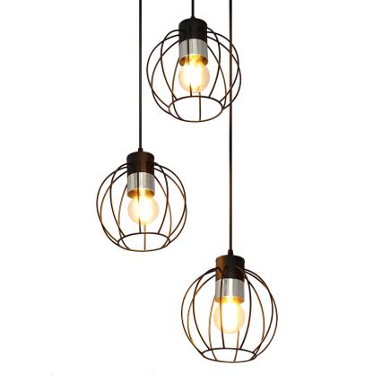 Hanglamp aan een koord STARLIGHT 3xE27/15W/230V zwart/zilver