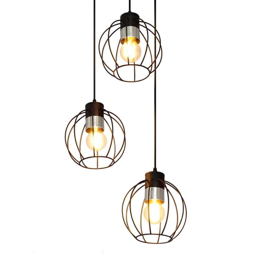Hanglamp aan een koord STARLIGHT 3xE27/15W/230V zwart/zilver