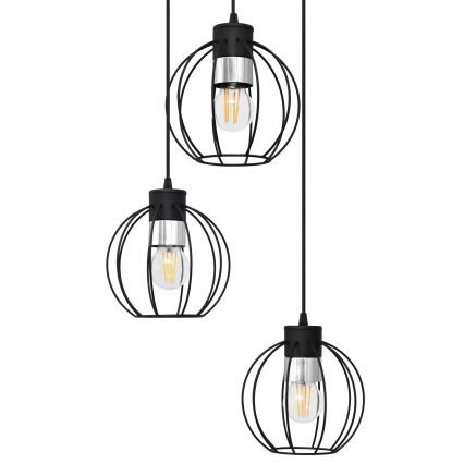 Hanglamp aan een koord STARLIGHT 3xE27/15W/230V zwart/zilver