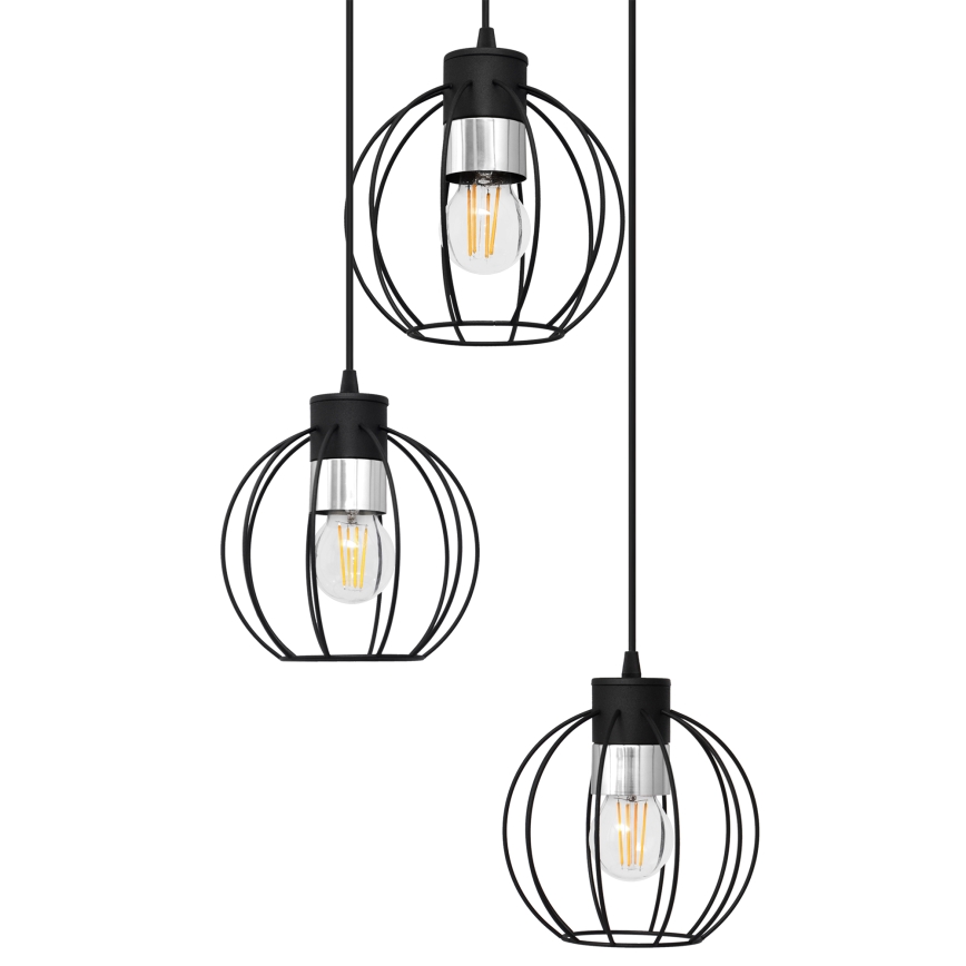 Hanglamp aan een koord STARLIGHT 3xE27/15W/230V zwart/zilver