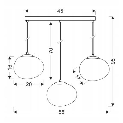Hanglamp aan een koord STONES 3xE27/40W/230V