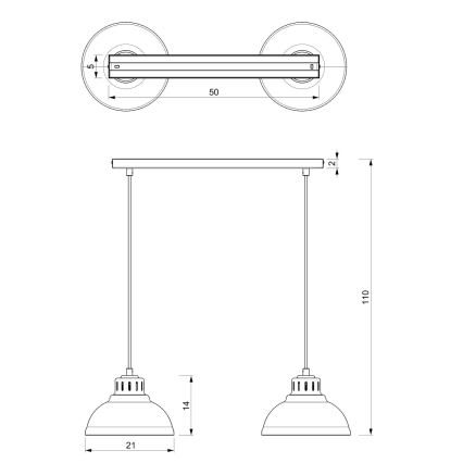 Hanglamp aan een koord SVEN 2xE27/15W/230V rood