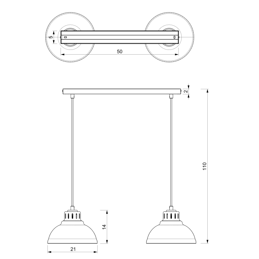 Hanglamp aan een koord SVEN 2xE27/15W/230V wit