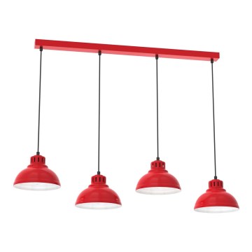 Hanglamp aan een koord SVEN 4xE27/15W/230V rood