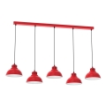 Hanglamp aan een koord SVEN 5xE27/15W/230V rood