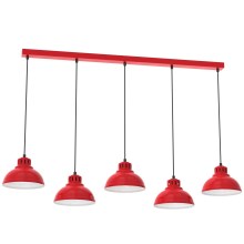 Hanglamp aan een koord SVEN 5xE27/15W/230V rood