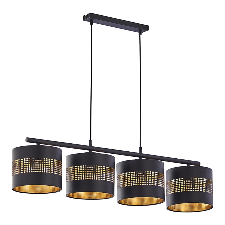 Hanglamp aan een koord TAGO 4xE27/15W/230V zwart/goud