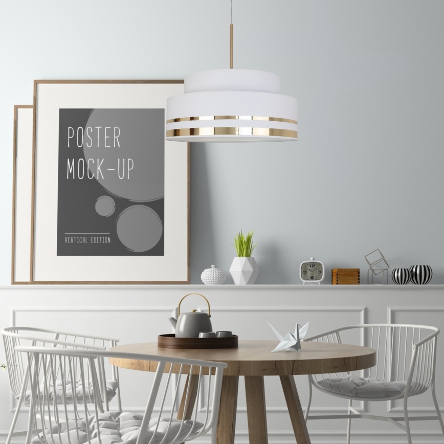 Hanglamp aan een koord TAMI 1xE27/60W/230V crème/goud