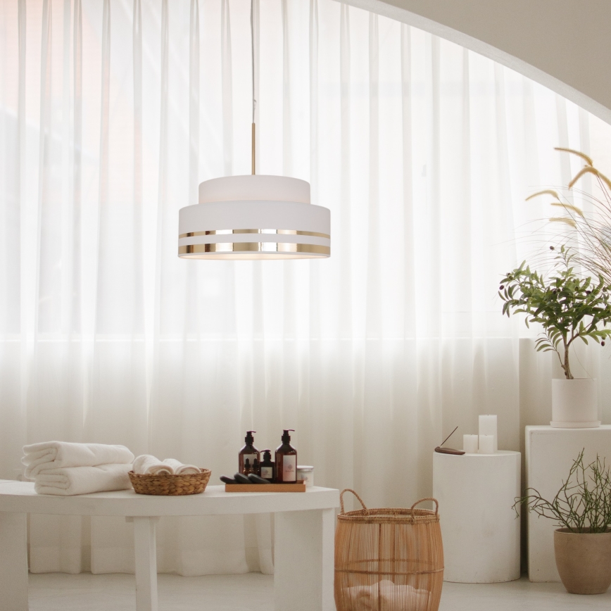 Hanglamp aan een koord TAMI 1xE27/60W/230V crème/goud