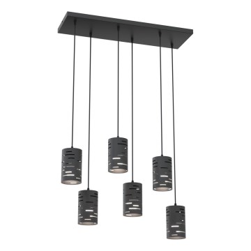 Hanglamp aan een koord TANK 6xE27/15W/230V zwart
