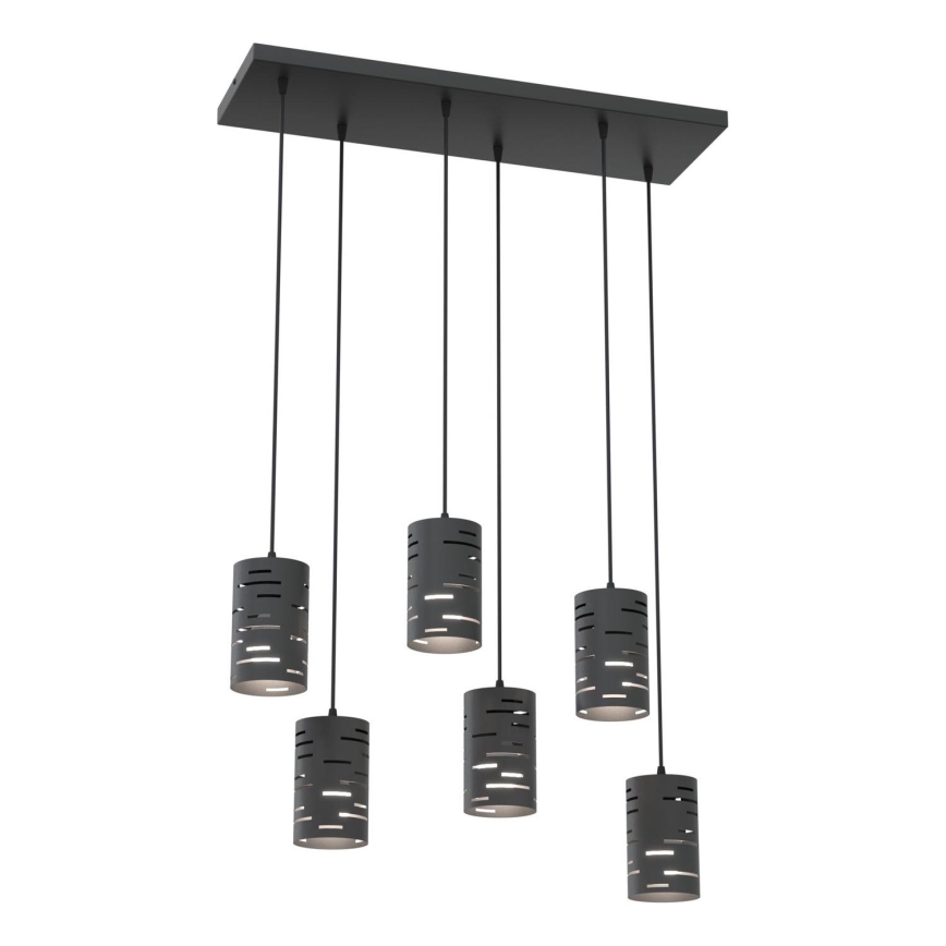 Hanglamp aan een koord TANK 6xE27/15W/230V zwart