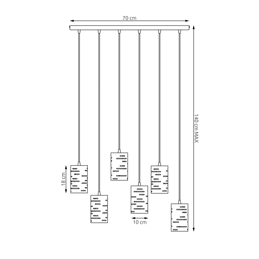 Hanglamp aan een koord TANK 6xE27/15W/230V zwart