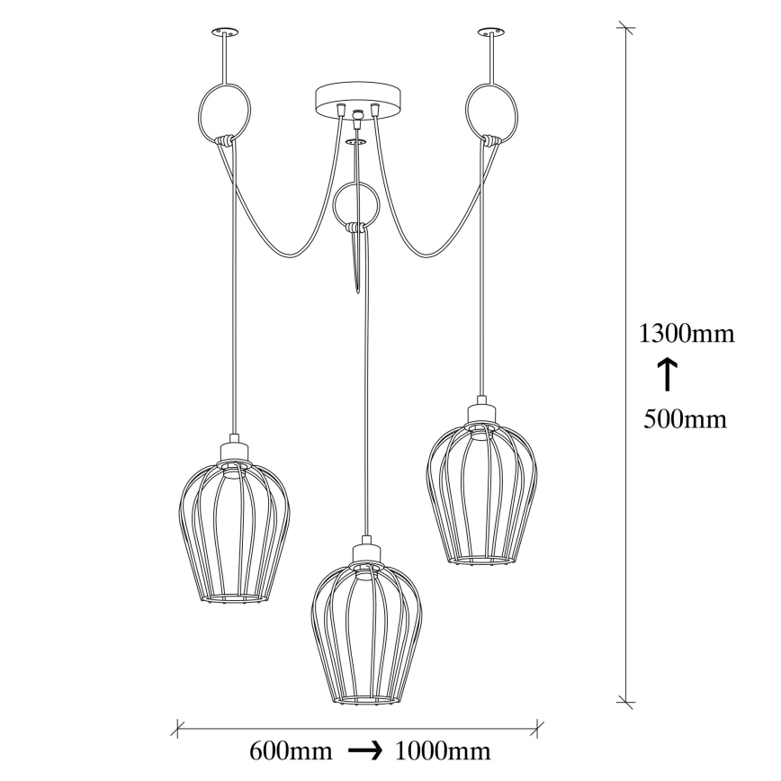 Hanglamp aan een koord TEL 3xE27/40W/230V spin