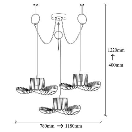 Hanglamp aan een koord TEL 3xE27/40W/230V spin