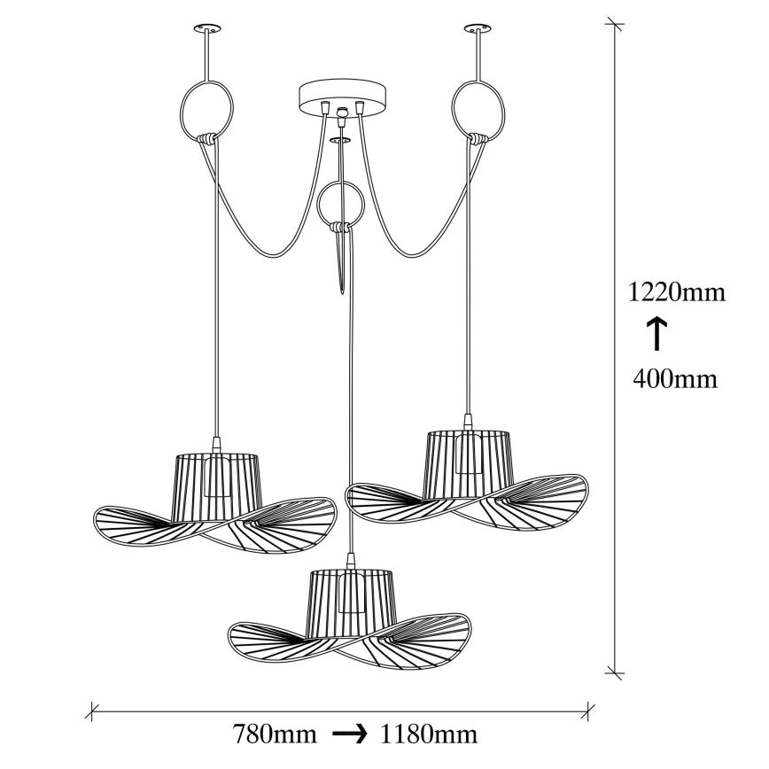 Hanglamp aan een koord TEL 3xE27/40W/230V spin