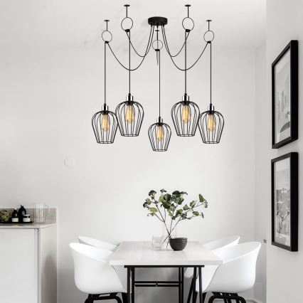 Hanglamp aan een koord TEL 5xE27/40W/230V spin