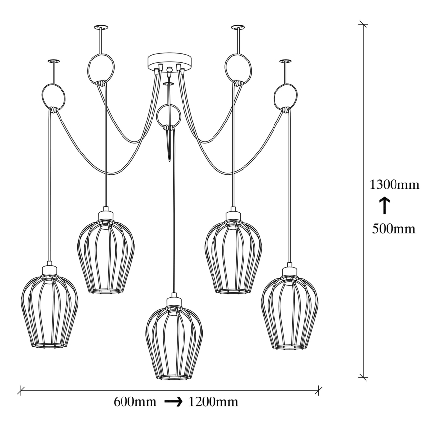 Hanglamp aan een koord TEL 5xE27/40W/230V spin