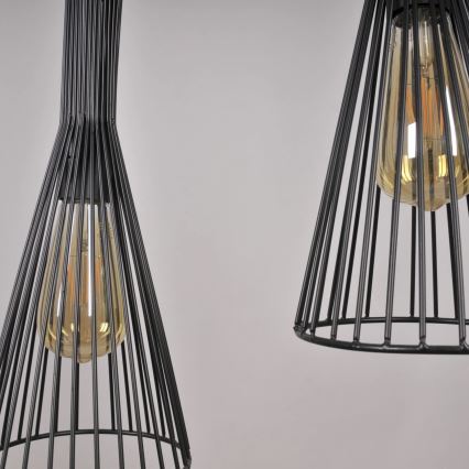 Hanglamp aan een koord TIANA 1xE27/20W/230V diameter 15,5 cm zwart