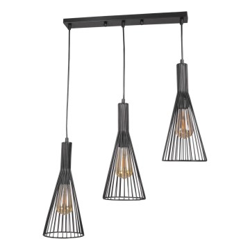 Hanglamp aan een koord TIANA 3xE27/20W/230V zwart