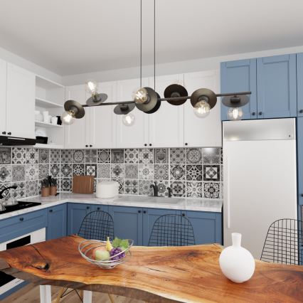 Hanglamp aan een koord TOKEN 8xE27/15W/230V zwart