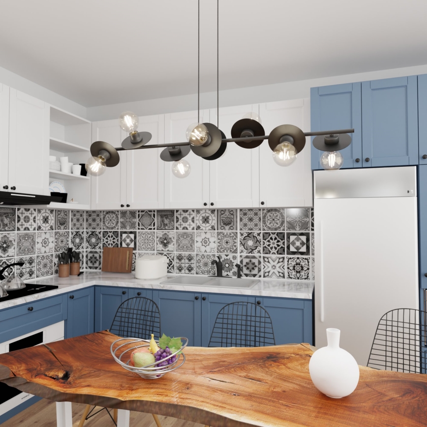 Hanglamp aan een koord TOKEN 8xE27/15W/230V zwart