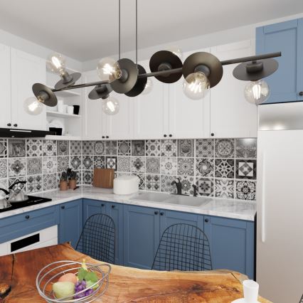 Hanglamp aan een koord TOKEN 8xE27/15W/230V zwart