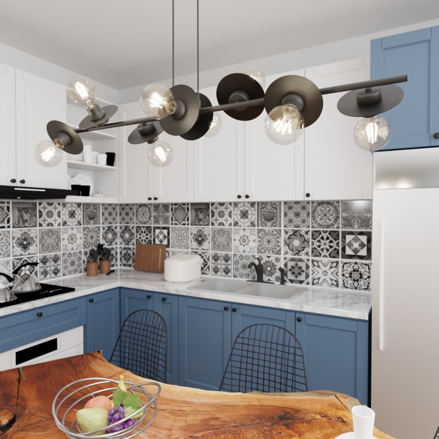 Hanglamp aan een koord TOKEN 8xE27/15W/230V zwart