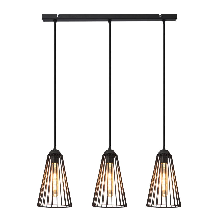 Hanglamp aan een koord TORRI 3xE27/15W/230V zwart