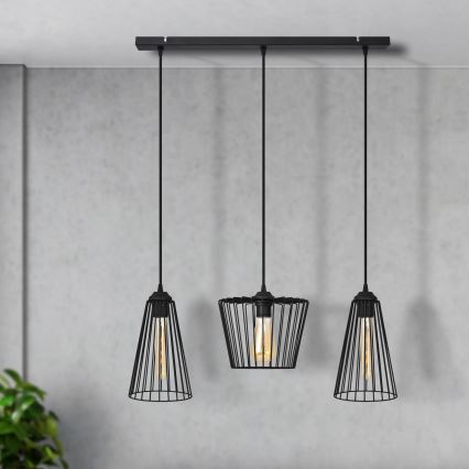 Hanglamp aan een koord TORRI 3xE27/15W/230V zwart