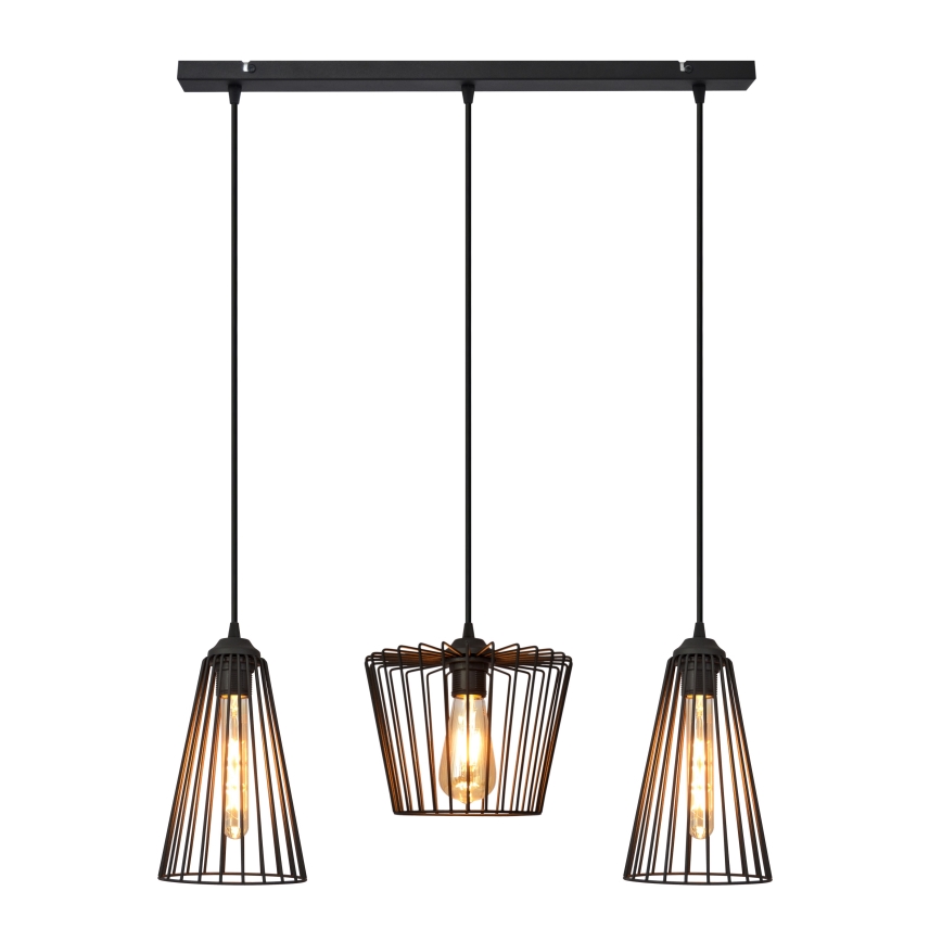 Hanglamp aan een koord TORRI 3xE27/15W/230V zwart