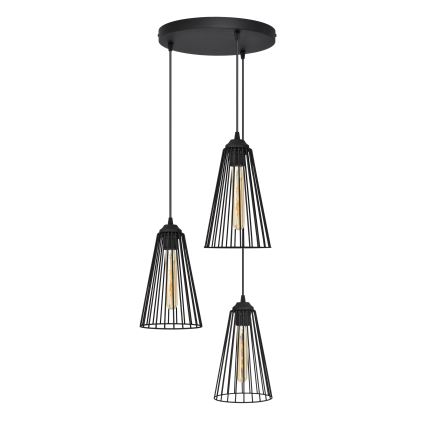 Hanglamp aan een koord TORRI 3xE27/15W/230V zwart