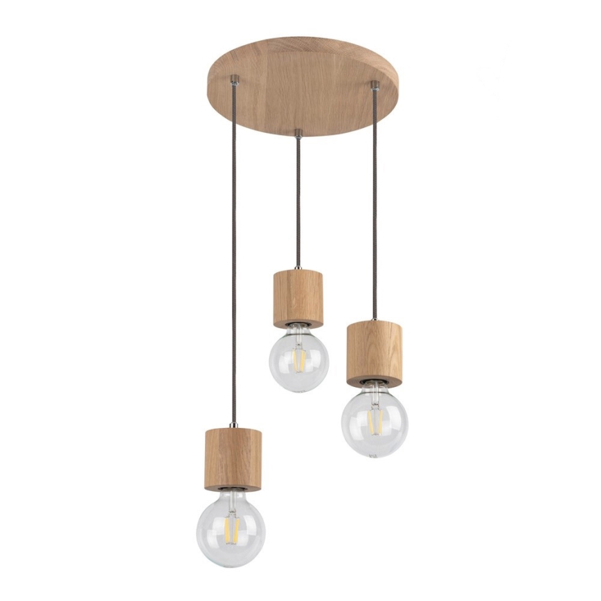 Hanglamp aan een koord TRONGO 3xE27/60W/230V eiken