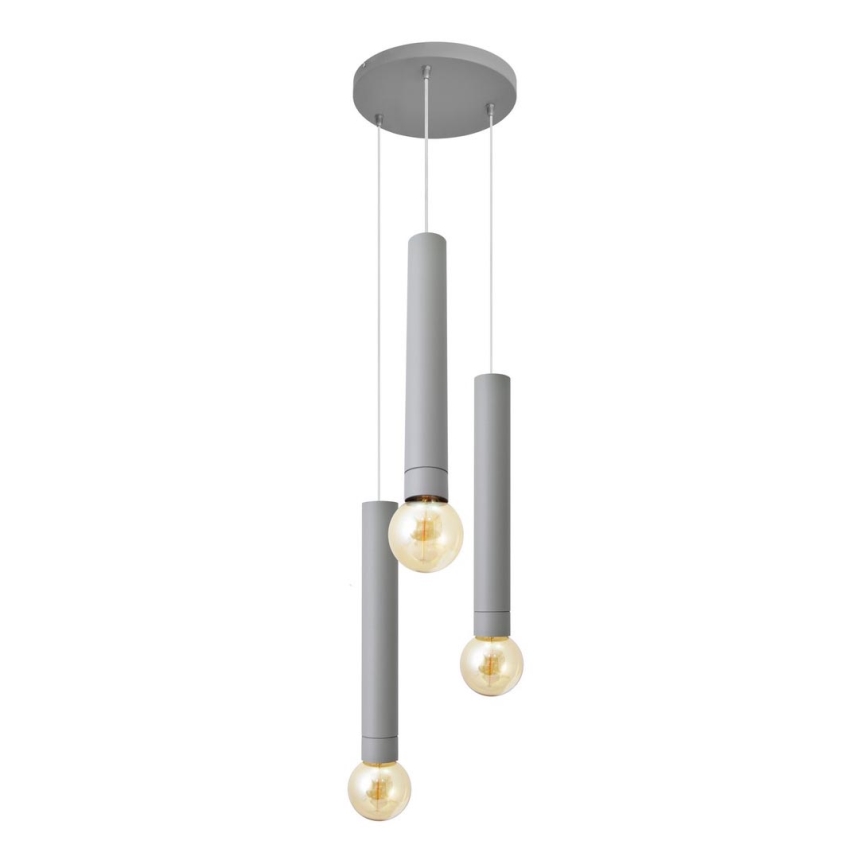 Hanglamp aan een koord TUBA 3xE27/15W/230V grijs