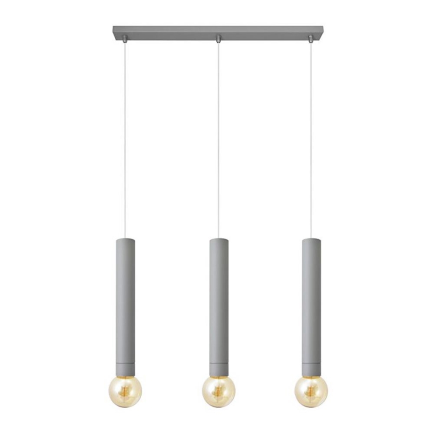 Hanglamp aan een koord TUBA 3xE27/15W/230V grijs