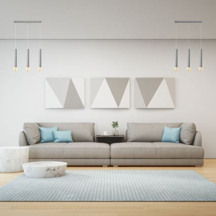 Hanglamp aan een koord TUBA 3xE27/15W/230V grijs