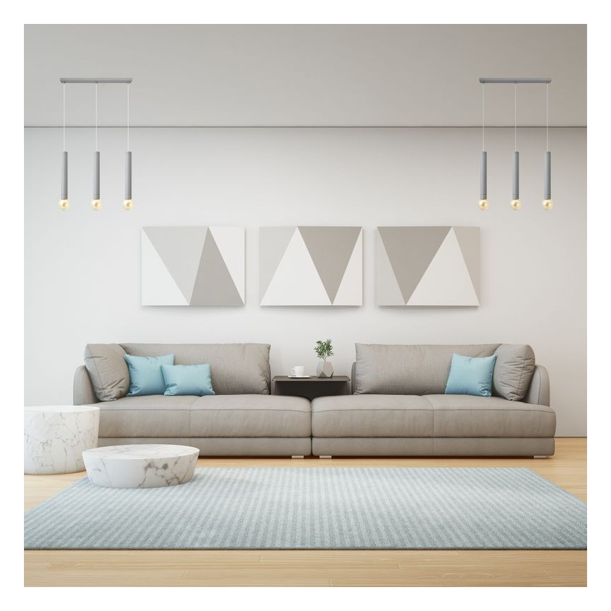 Hanglamp aan een koord TUBA 3xE27/15W/230V grijs