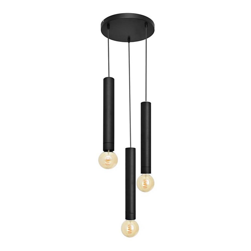 Hanglamp aan een koord TUBA 3xE27/15W/230V zwart