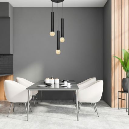 Hanglamp aan een koord TUBA 3xE27/15W/230V zwart
