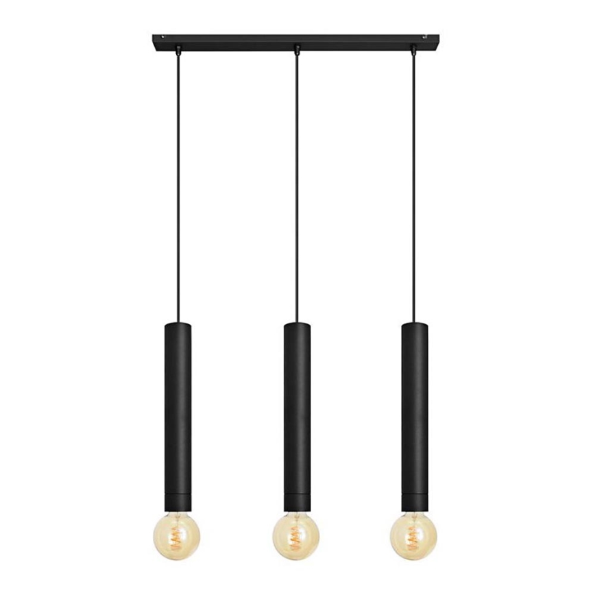 Hanglamp aan een koord TUBA 3xE27/15W/230V zwart