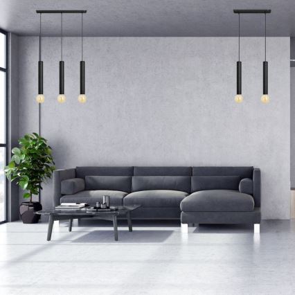 Hanglamp aan een koord TUBA 3xE27/15W/230V zwart