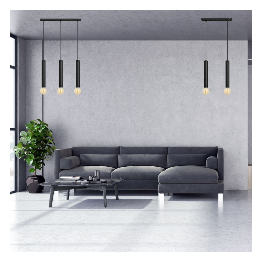 Hanglamp aan een koord TUBA 3xE27/15W/230V zwart